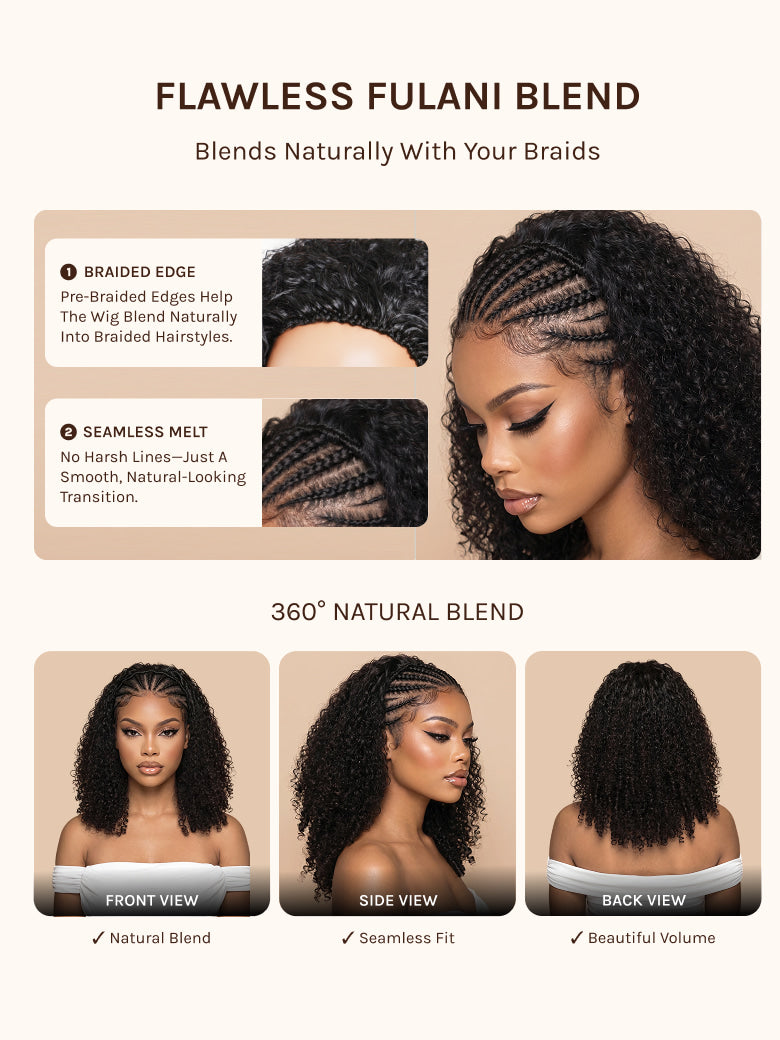 Klaiyi MeltLine™ Burmese Curly Human Hair Half Wig with Finger Coily Ends Beginner-Friendly