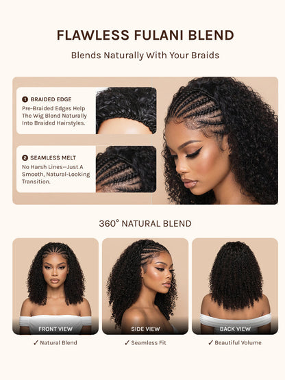Klaiyi MeltLine™ Burmese Curly Human Hair Half Wig with Finger Coily Ends Beginner-Friendly
