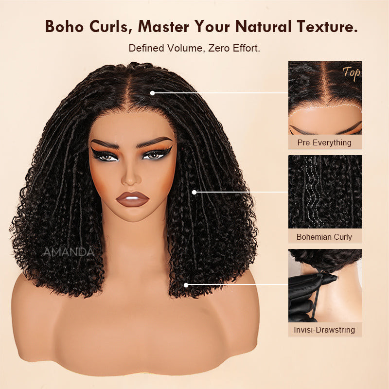 Amanda 7x5 Bohemian Curly Glueless Wig HD Lace 300% Density | Honey Blonde & Red Wine