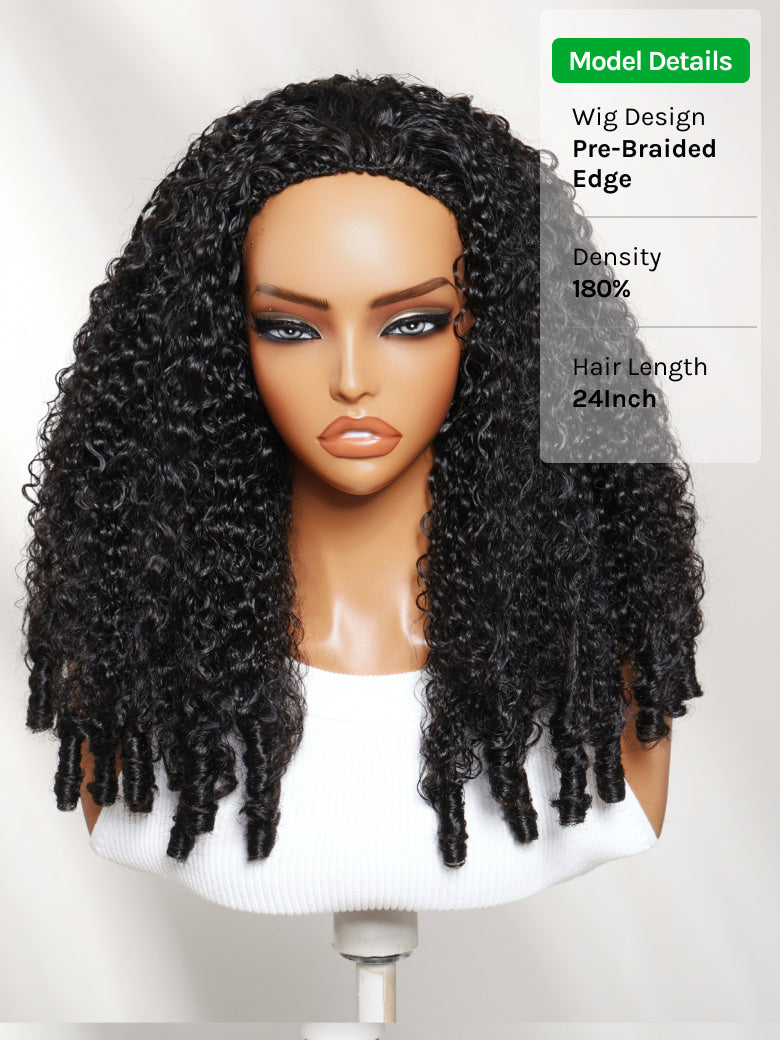 Klaiyi MeltLine™ Burmese Curly Human Hair Half Wig with Finger Coily Ends Beginner-Friendly