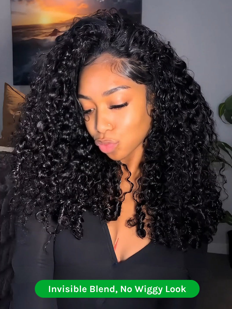 Klaiyi MeltLine™ Burmese Curly Human Hair Half Wig with Finger Coily Ends Beginner-Friendly