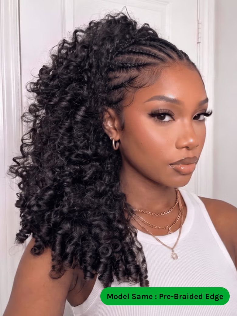 Klaiyi MeltLine™ Burmese Curly Human Hair Half Wig with Finger Coily Ends Beginner-Friendly