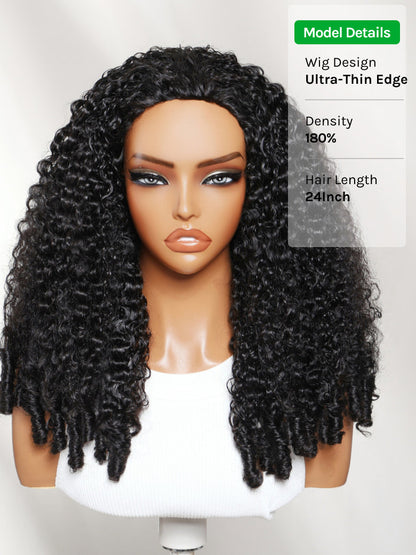 Klaiyi MeltLine™ Burmese Curly Human Hair Half Wig with Finger Coily Ends Beginner-Friendly