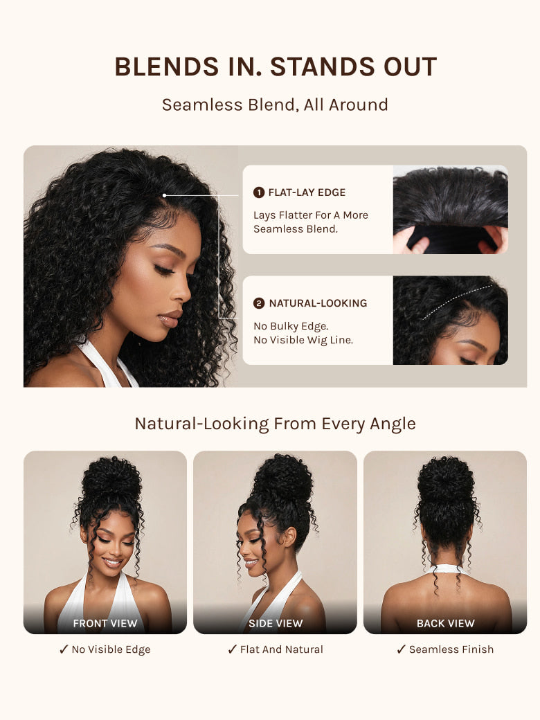 Klaiyi MeltLine™ Burmese Curly Human Hair Half Wig with Finger Coily Ends Beginner-Friendly