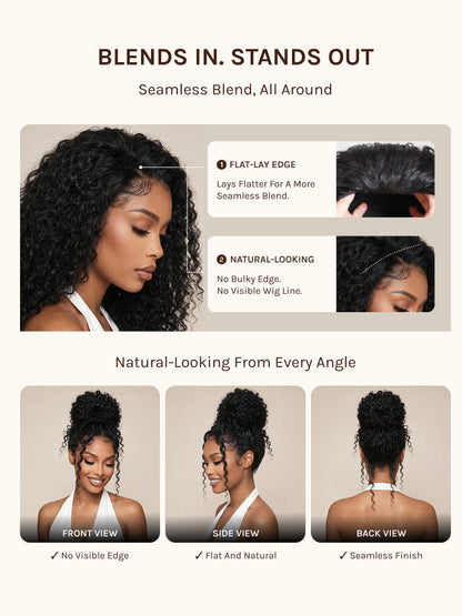 Klaiyi MeltLine™ Burmese Curly Human Hair Half Wig with Finger Coily Ends Beginner-Friendly