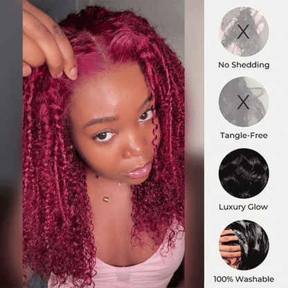 Amanda 7x5 Bohemian Curly Glueless Wig HD Lace 300% Density | Honey Blonde & Red Wine