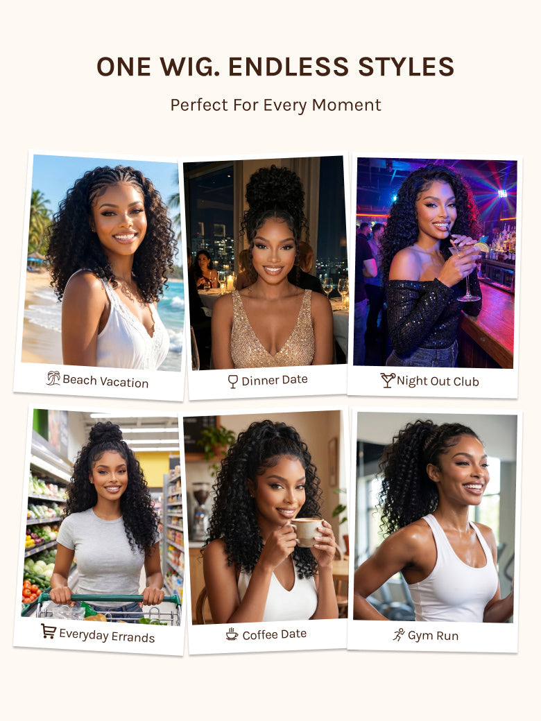 Klaiyi MeltLine™ Burmese Curly Human Hair Half Wig with Finger Coily Ends Beginner-Friendly