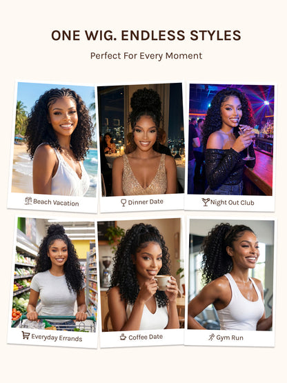 Klaiyi MeltLine™ Burmese Curly Human Hair Half Wig with Finger Coily Ends Beginner-Friendly