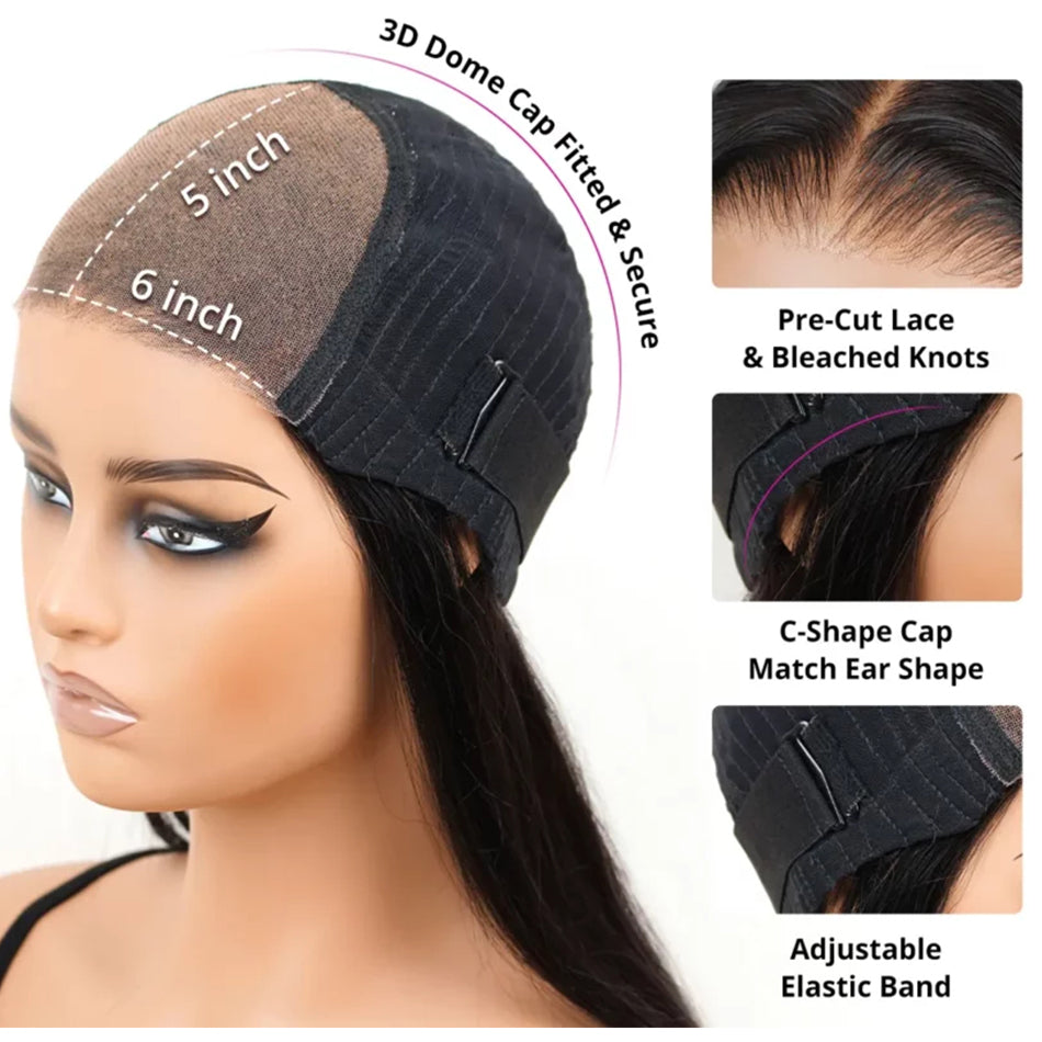 Tuneful Premium 10A 13x6 Pre Plucked Lace Front Human Hair Wigs Brazilian Straight 6x5 Wear Go Wigs