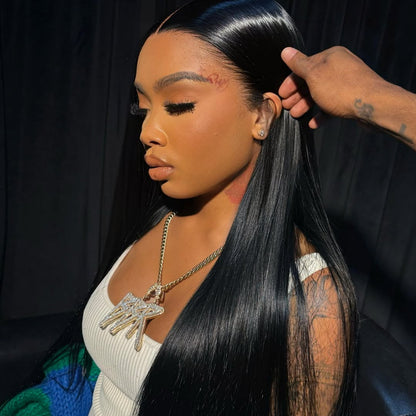 Tuneful Premium 10A 13x6 Pre Plucked Lace Front Human Hair Wigs Brazilian Straight 6x5 Wear Go Wigs