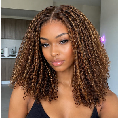 Amanda 7x5 Bohemian Curly Glueless Wig HD Lace 300% Density | Honey Blonde & Red Wine