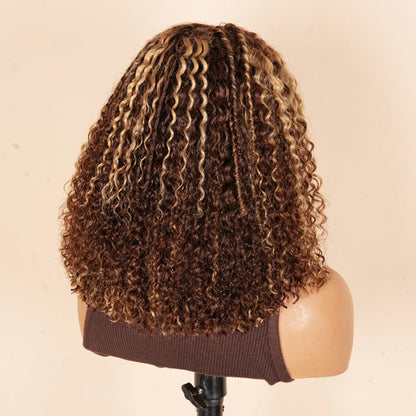 Amanda 7x5 Bohemian Curly Glueless Wig HD Lace 300% Density | Honey Blonde & Red Wine