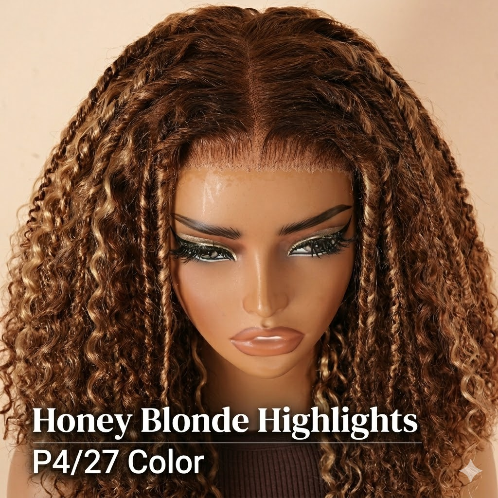 Amanda 7x5 Bohemian Curly Glueless Wig HD Lace 300% Density | Honey Blonde & Red Wine